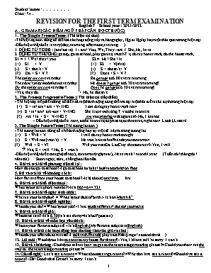 Revision for the first term examination English 7 - School year 2021-2022